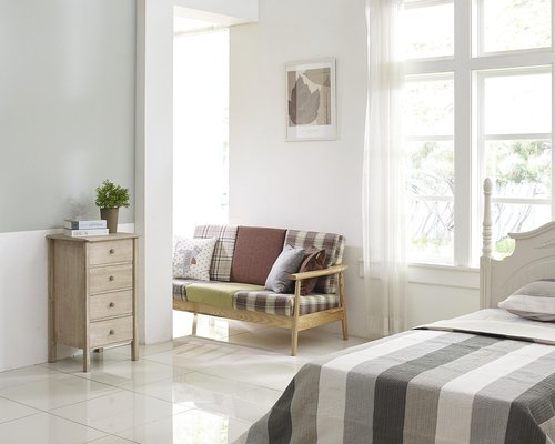 Italian window with soft daylight entering the room